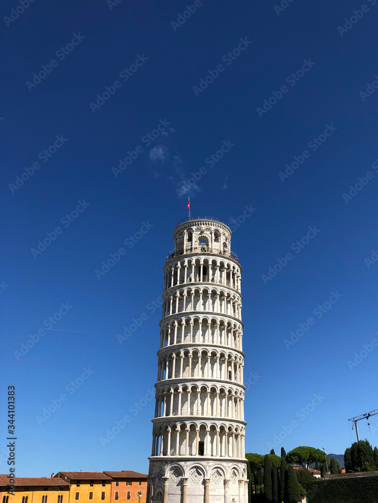 Pisa Tower with Plain Blue Skies