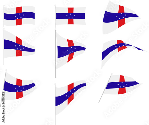 Vector Illustration of Set with Netherlands Antilles Flag