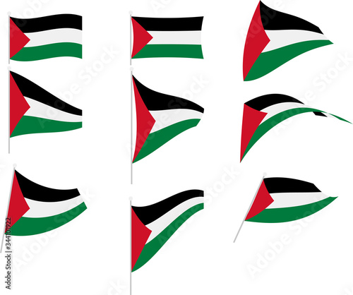 Vector Illustration of Set with Palestine Flag