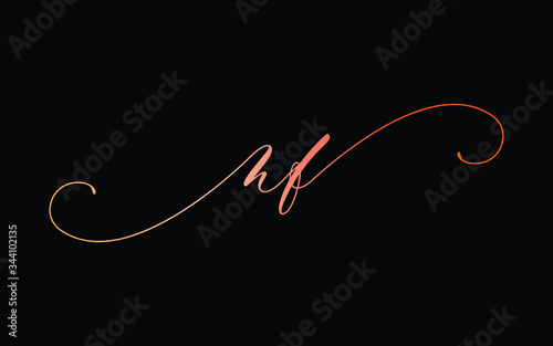 nf or n, f Lowercase Cursive Letter Initial Logo Design, Vector Template