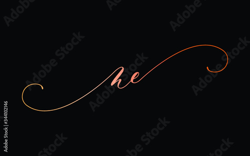 ne or n, e Lowercase Cursive Letter Initial Logo Design, Vector Template