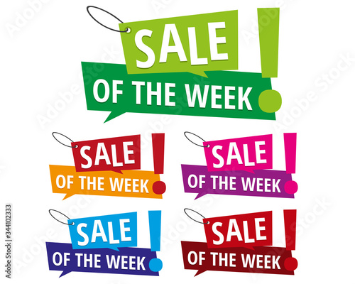 Sale of the week banner on white background.