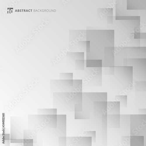 Abstract background white and gray geometric square overlapping layer