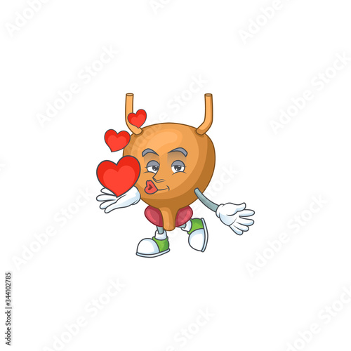 An adorable cartoon design of bladder holding heart