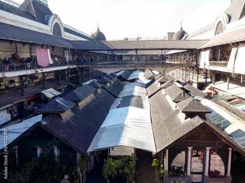 Old famous Bolhão market in downtown Porto, before renovation, seen from the second floor photo