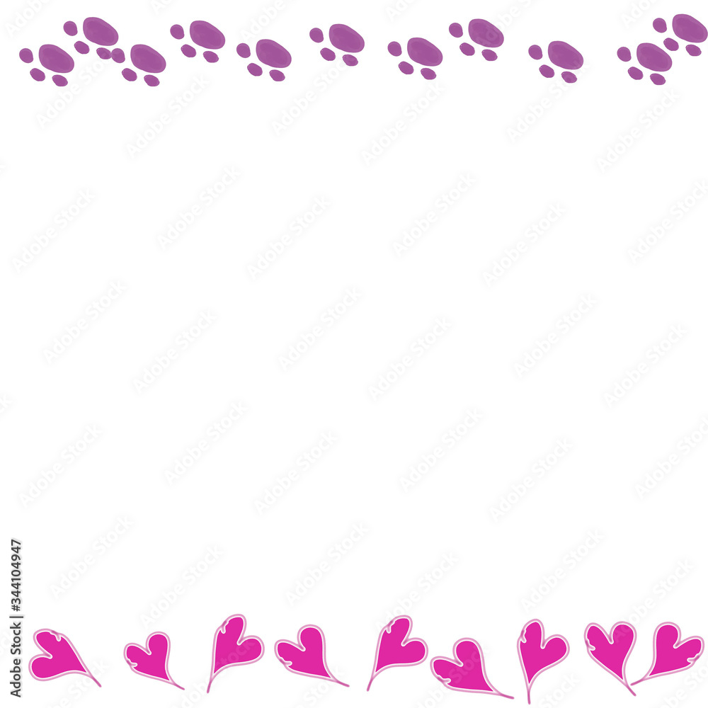frame pink hearts purple footprints frame pink hearts purple footprints