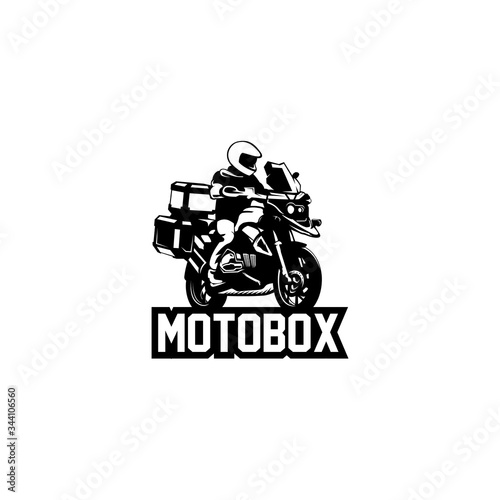 adventure motorcycle and traveler silhouette logo