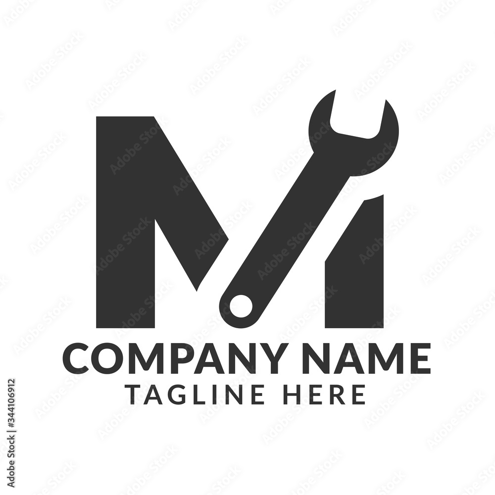 Wrenches letter M logo template. Industrial repair tool service for corporate identity. Can be used for business related to real estate, construction, finance, communication, technology and services. Wrenches letter M logo template. Industrial repair tool service for corporate identity. Can be used for business related to real estate, construction, finance, communication, technology and services.