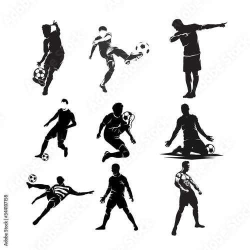 football players pack silhouette vector