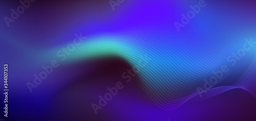 Vector illustration abstract wavy, wave, line and blurred gradient mesh in bright color background. Dynamic minimal wave line composition design, layout for flyer, poster, banner