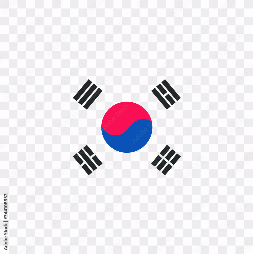 South Korea symbol for flag, vector on transparent background. South Korea symbol for flag, vector on transparent background.