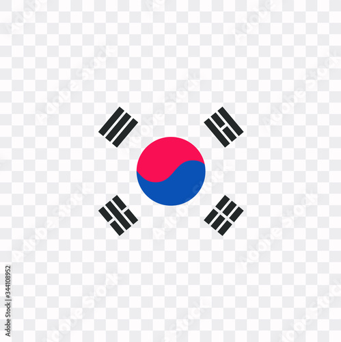 South Korea symbol for flag, vector on transparent background.