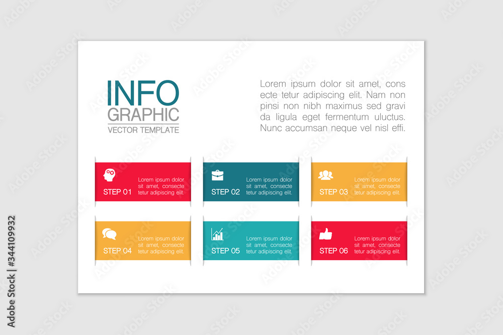 Vector iInfographic template for business, presentations, web design, 6 options.