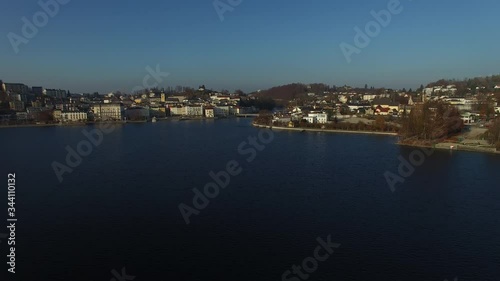 Wallpaper Mural Aerial view of Gmunden and lake Traunsee, Upper Austria. Torontodigital.ca