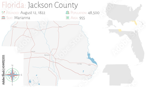 Large and detailed map of Jackson county in Florida  USA.