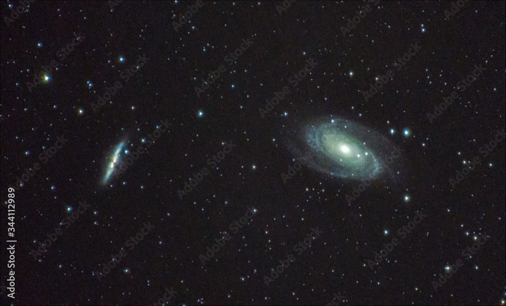 Naklejka premium Double Spiral Galaxy M81 and M82 Interstellar Detail Space Picture