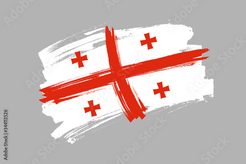 Flag of Georgia. Georgian banner brush concept. Horizontal vector Illustration isolated on gray background.  