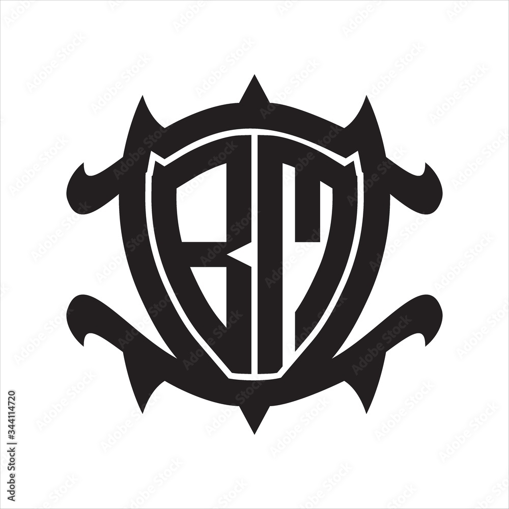 BM Logo monogram isolated with frame shield shape design template BM Logo monogram isolated with frame shield shape design template