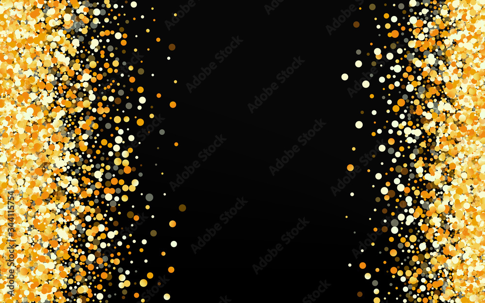 Gold Confetti Glamour Black Background. Festive 
