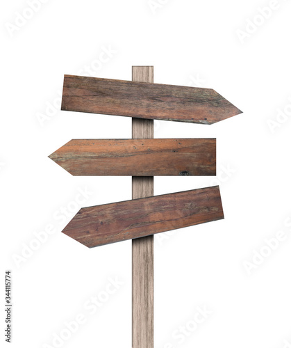 Old various wooden sign isolated on white background. Object with clipping path. © banphote