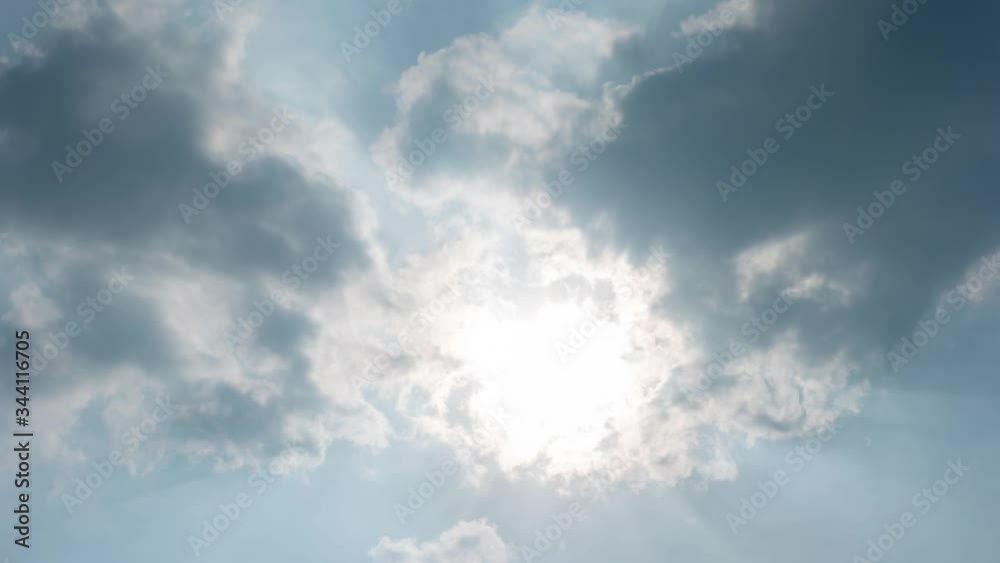 Timelapse of beautiful blue sky with sun and fluffy white cloud for nature background. B Roll cloudscape time lapse. Fast speed cloud moving pass sun in daylight 4k 30fps footage. Timelapse of beautiful blue sky with sun and fluffy white cloud for nature background. B Roll cloudscape time lapse. Fast speed cloud moving pass sun in daylight 4k 30fps footage.