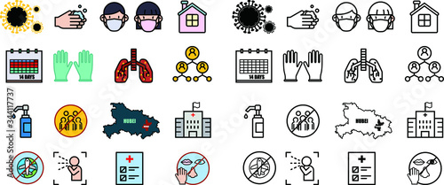set of vector icons of covid19