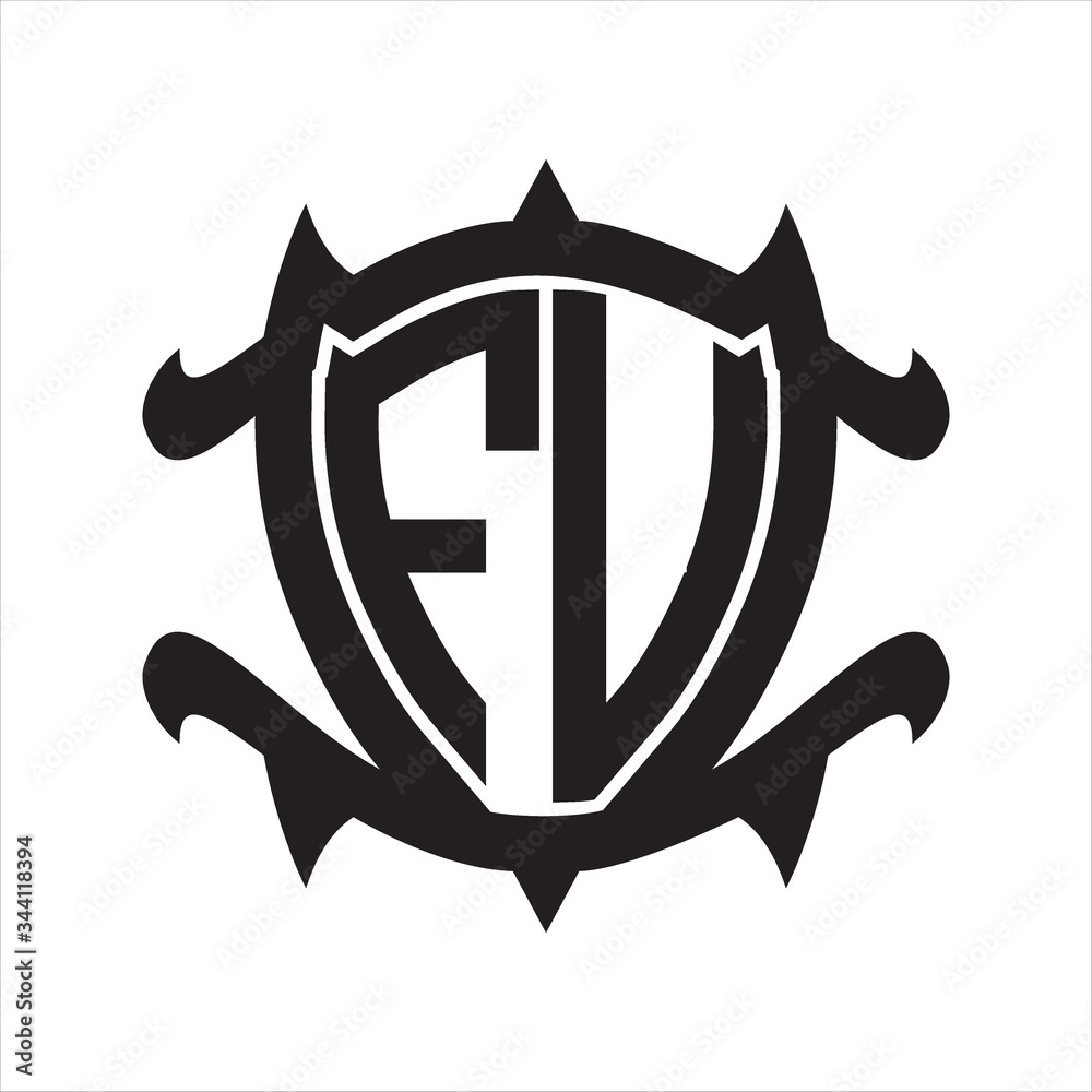 FU Logo monogram isolated with frame shield shape design template FU Logo monogram isolated with frame shield shape design template