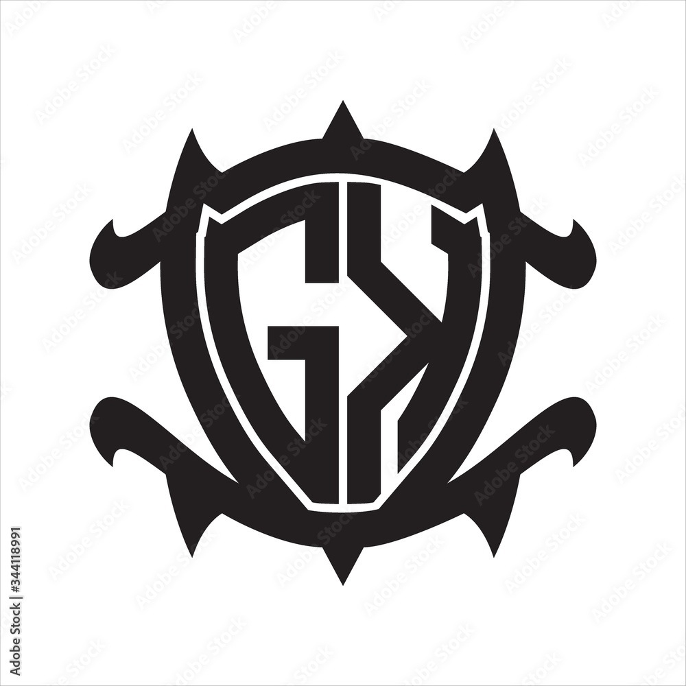 GK Logo monogram isolated with frame shield shape design template GK Logo monogram isolated with frame shield shape design template