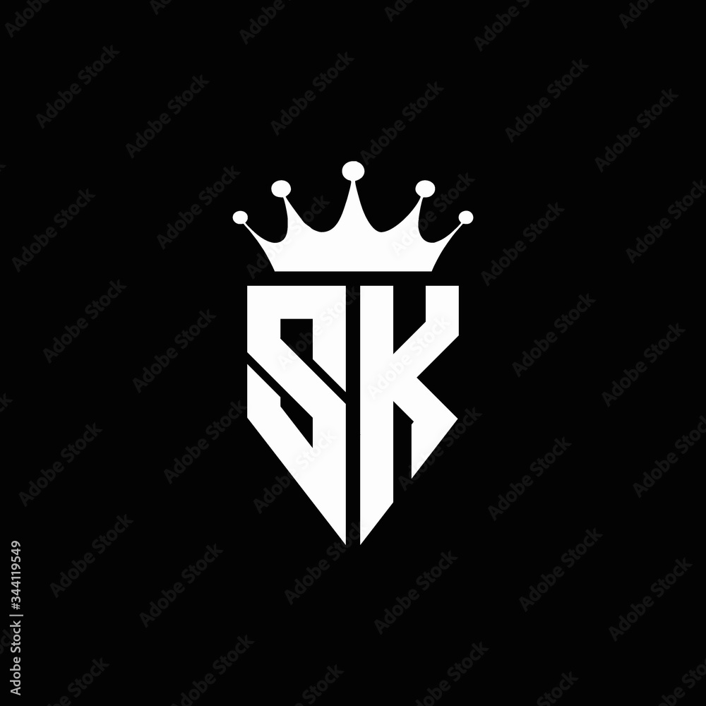 SK logo monogram emblem style with crown shape design template Stock ...