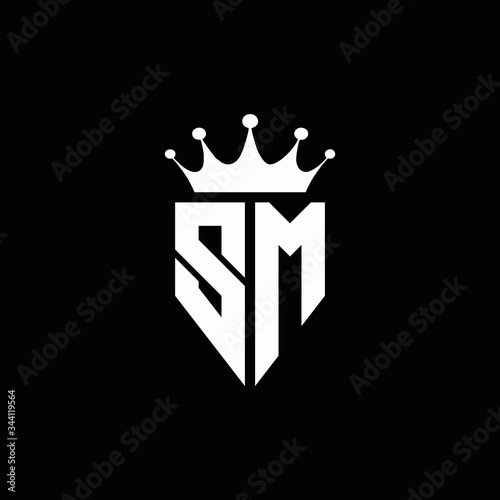 SM logo monogram emblem style with crown shape design template