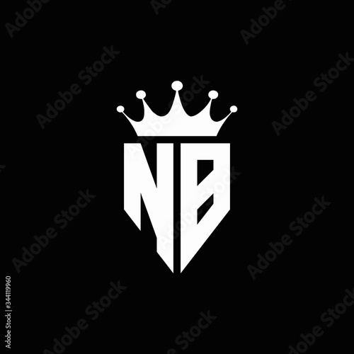 NB logo monogram emblem style with crown shape design template
