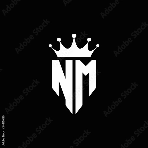 NM logo monogram emblem style with crown shape design template photo