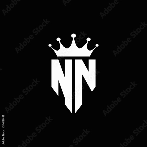 NN logo monogram emblem style with crown shape design template