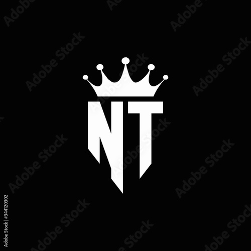 NT logo monogram emblem style with crown shape design template