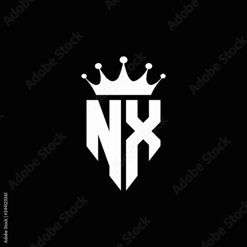 NX logo monogram emblem style with crown shape design template photo