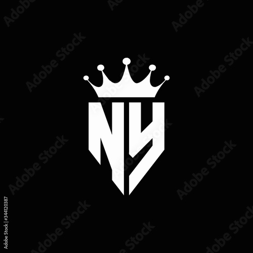 NY logo monogram emblem style with crown shape design template