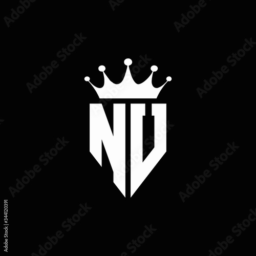 NU logo monogram emblem style with crown shape design template