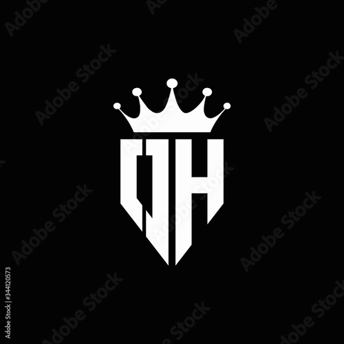 OH logo monogram emblem style with crown shape design template