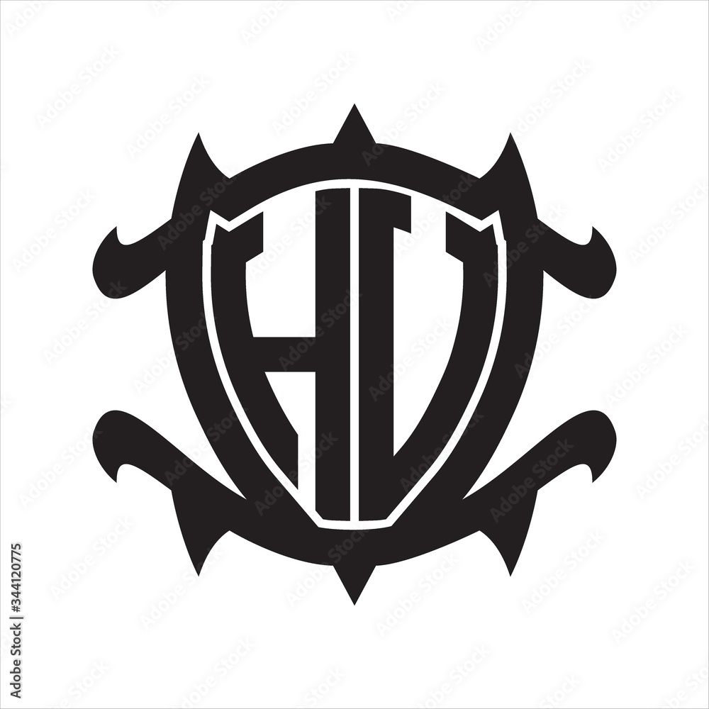 HV Logo monogram isolated with frame shield shape design template HV Logo monogram isolated with frame shield shape design template