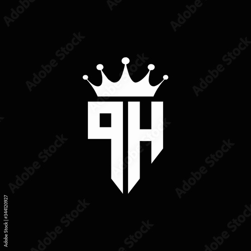 PH logo monogram emblem style with crown shape design template