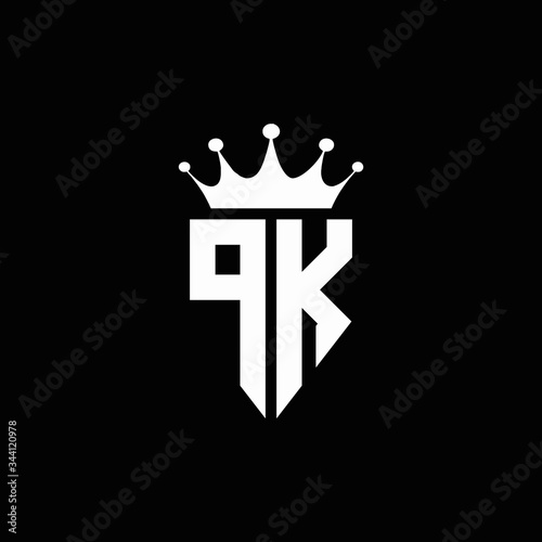 PK logo monogram emblem style with crown shape design template
