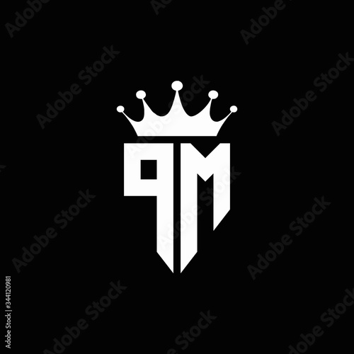 PM logo monogram emblem style with crown shape design template