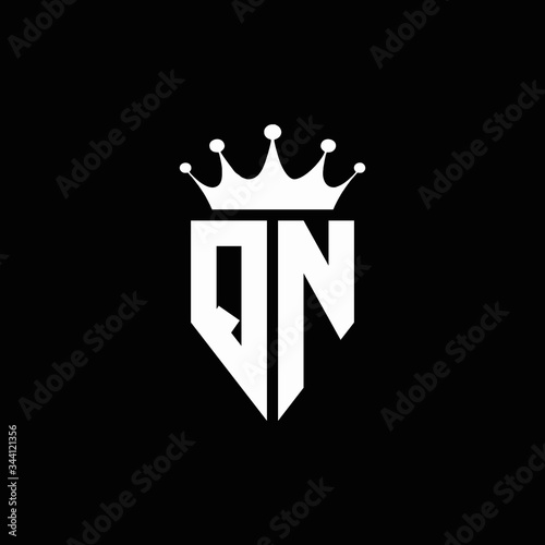 QN logo monogram emblem style with crown shape design template photo