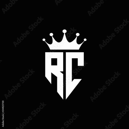 RC logo monogram emblem style with crown shape design template