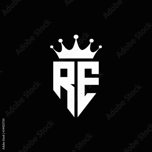 RE logo monogram emblem style with crown shape design template
