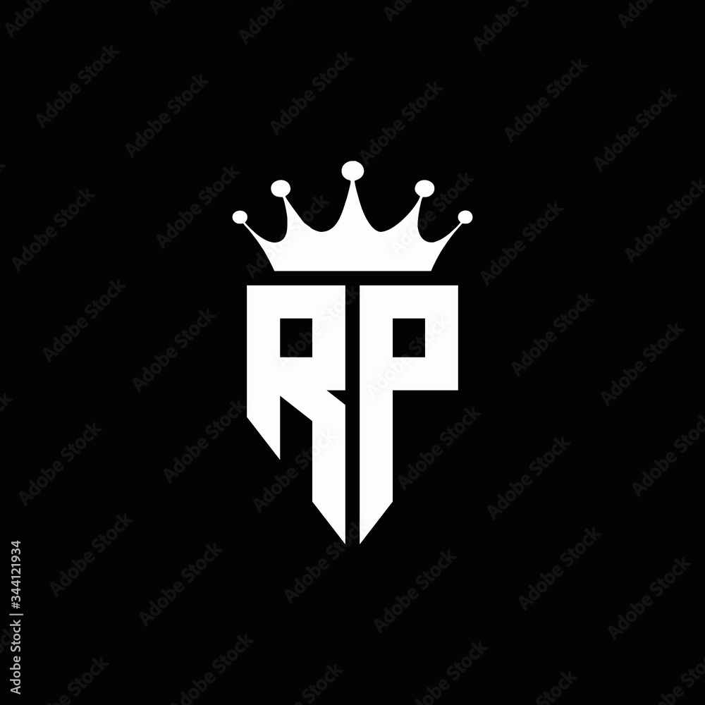 RP logo monogram emblem style with crown shape design template