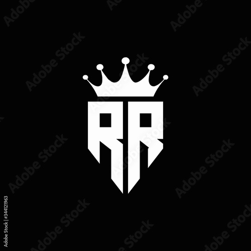 RR logo monogram emblem style with crown shape design template