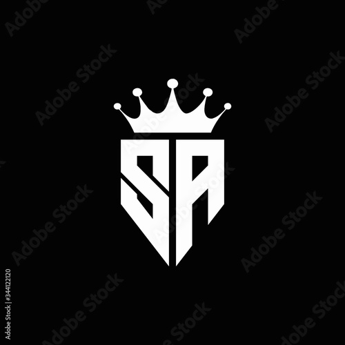SA logo monogram emblem style with crown shape design template photo