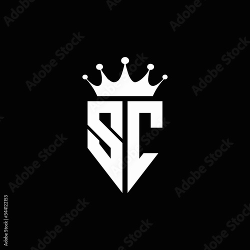 SC logo monogram emblem style with crown shape design template photo