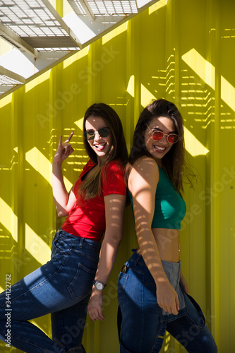 Two young best female frien...